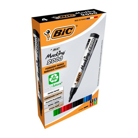Marcatore permanente BIC Marking 2000 punta conica 4,95 mm - assortiti - conf. 4 pezzi - 8209112